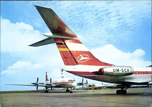 Ak Deutsches Passagierflugzeug Tupolev Tu-134, Interflug, Turbinenluftstrahlverkehrsflugzeug, DM-SCA