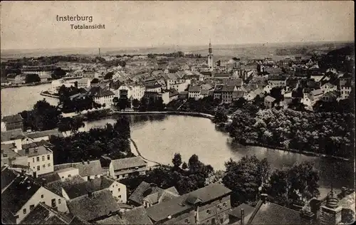 Ak Tschernjachowsk Insterburg Ostpreußen, Totalansicht der Ortschaft