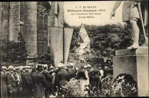 Ak Rouen Seine Maritime, Millenaire Normand 1911, Les Chanteurs Norvegiens devant Rollon