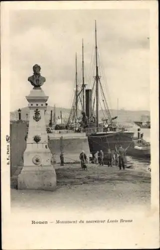 Ak Rouen Seine Maritime, Monument du sauveteur Louis Brune