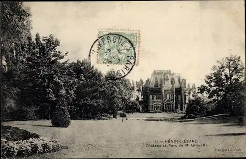 Ak Hénin Liétard Hénin Beaumont Pas de Calais, Chateau et Parc de M. Gruyelle