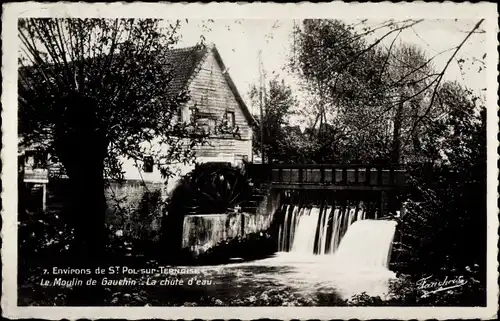 Ak Saint Pol sur Ternoise Pas de Calais, Le Moulin, La chute d'eau