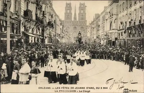 Ak Orléans Loiret, Les Fetes de Jeanne d'Arc, La Procession, La Clerge