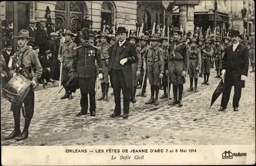 Ak Orléans Loiret, Les Fetes de Jeanne d'Arc 1914, Le Defile Civil