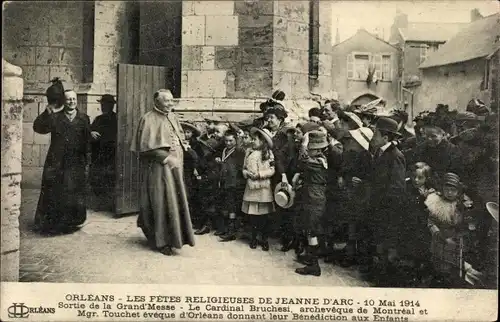 Ak Orléans Loiret, Fetes Religieuses de Jeanne d'Arc 1914, Sortie Grande Messe, Cardinal Bruchesi