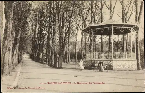 Ak Nogent le Rotrou Eure et Loir, Le Kiosque, Les Promenades