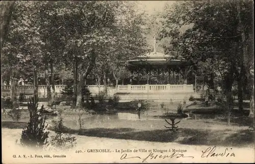 Ak Grenoble Isère, Kiosque de la Musique, Le Jardin de Ville