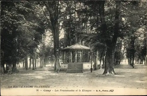 Ak Gray Haute Saône, Les Promenades, Le Kiosque