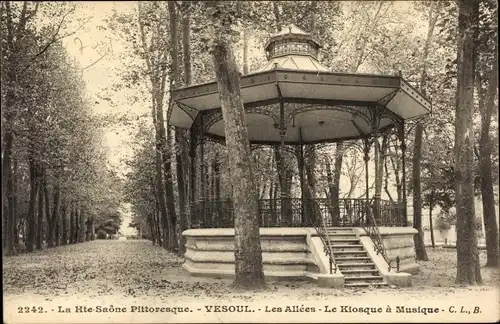 Ak Vesoul Haute Saône, Les Allees, Le Kiosque a Musique