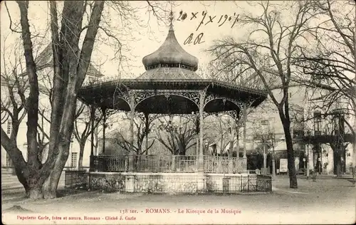 Ak Romans sur Isère Drôme, Kiosque de la Musique