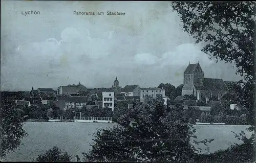 Ak Lychen in der Uckermark, Panorama am Stadtsee
