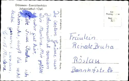 Ak Johannisthal Windischeschenbach in der Oberpfalz, Diözesan Exerzitienhaus