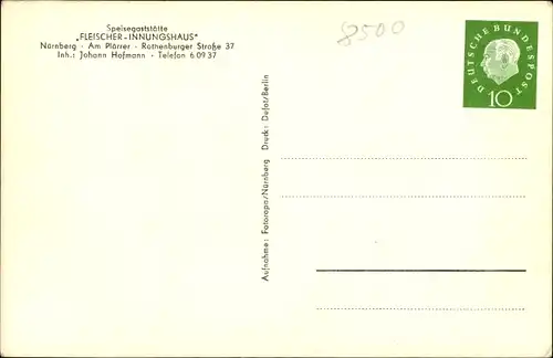 Ak Nürnberg in Mittelfranken, Fleischer Innungshaus, Rothenburger Straße 37