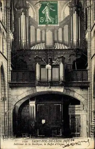 Ak Saint Pol de Leon Finistère, Interieur de la Basilique, Le Buffet d'Orgue