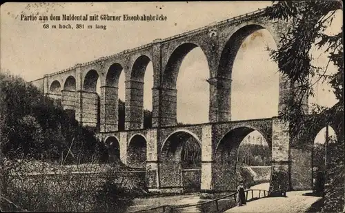 Ak Göhren Wechselburg, Muldental, Eisenbahnbrücke