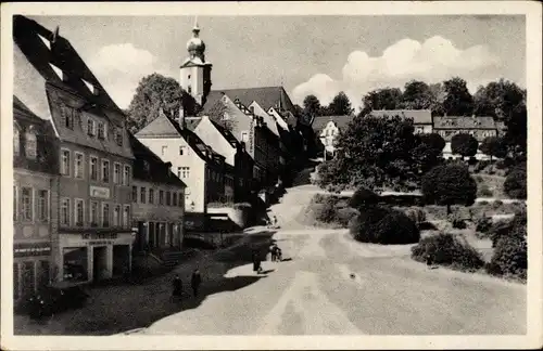 Ak Hohenstein Ernstthal Landkreis Zwickau, Partie am Altmarkt, Geschäfte, Kirchturm
