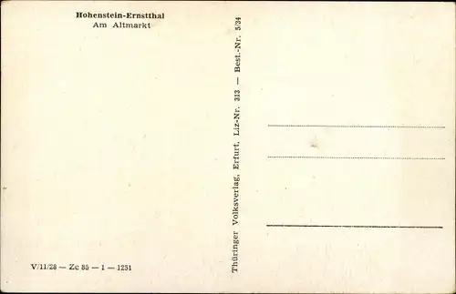 Ak Hohenstein Ernstthal Landkreis Zwickau, Partie am Altmarkt, Geschäfte, Kirchturm