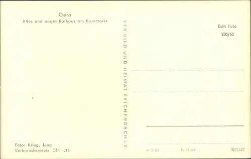 Ak Gera in Thüringen, Altes und neues Rathaus am Kornmarkt