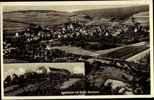 Ak Igersheim an der Tauber, Blick auf den Ort, Burgruine Neuhaus