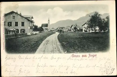 Ak Anger in Oberbayern, Blick auf den Ort, Kirche