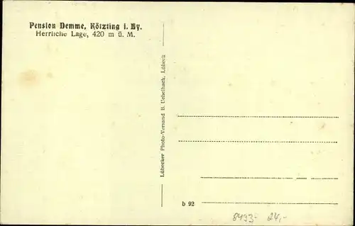 Ak Bad Kötzting im Bayerischen Wald, Pension Demme