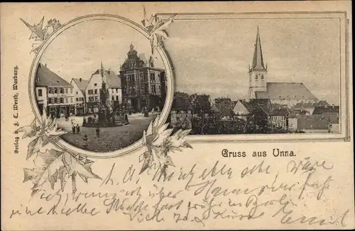 Ak Unna in Westfalen, Marktplatz, Kirche