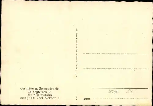 Ak Isingdorf Werther in Westfalen, Gaststätte Bergfrieden, Innenansicht