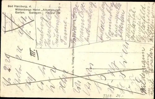 Ak Bad Harzburg in Niedersachsen, Wittenbergs Hotel, Gasthaus Albertsburg