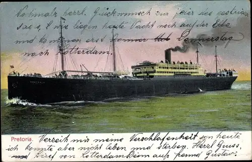 Ak Dampfschiff Pretoria, HAPAG