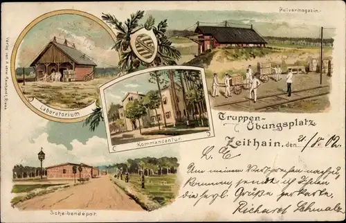 Litho Zeithain in Sachsen, Truppenübungsplatz, Laboratorium, Pulvermagazin, Kommandantur