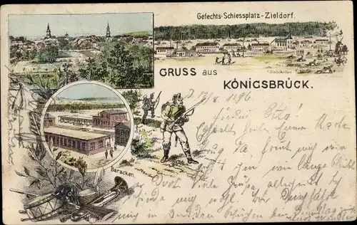 Litho Königsbrück in der Oberlausitz, Truppenübungsplatz, Gefechtsschießplatz, Zieldorf, Baracken