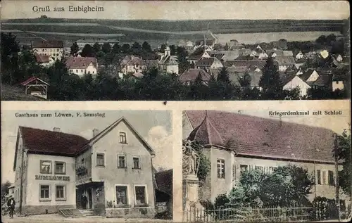 Ak Eubigheim Ahorn in Baden, Kriegerdenkmal, Schloss, Gasthaus zum Löwen