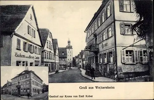 Ak Weikersheim in Tauberfranken Württemberg, Gasthof zur Krone, Bäckerei Georg Jakob