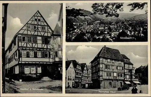 Ak Mosbach am Odenwald, Palmsches Haus, Gasthof zum Schwanen, Totalansicht