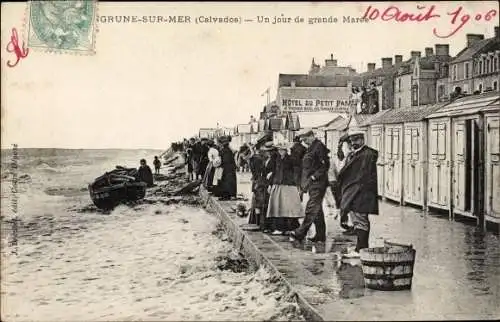 Ak Langrune sur Mer Calvados, Un jour de grande Maree
