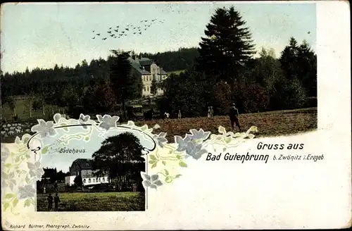 Ak Niederzwönitz Zwönitz im Erzgebirge Sachsen, Bad Gutenbrunn, Badehaus