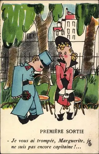 Ak Première Sortie, Je vous ai trompée Marguerite, je ne suis pas encore capitaine, ComiqueMilitaire