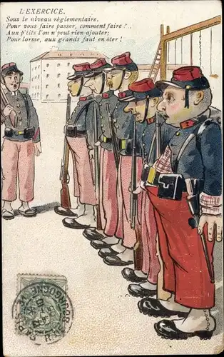 Ak L'Exercice, Sous le niveau reglementaire, französische Soldaten beim Appell