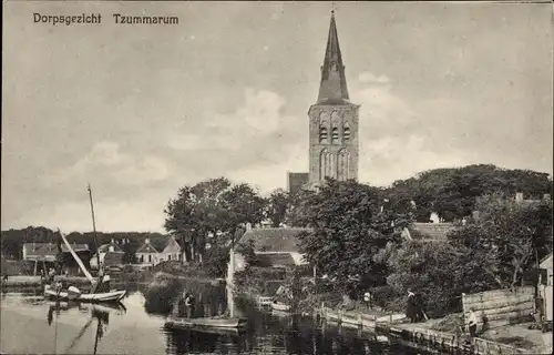 Ak Tzummarum Friesland Niederlande, Dorpsgezicht