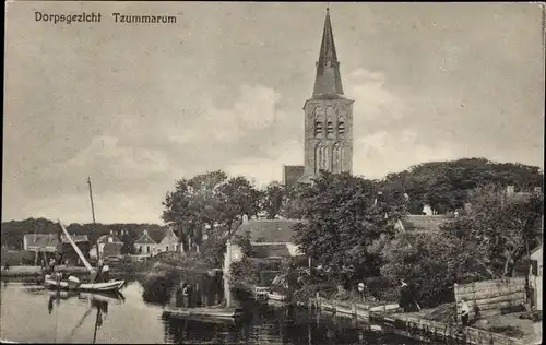 Ak Tzummarum Friesland Niederlande, Dorpsgezicht