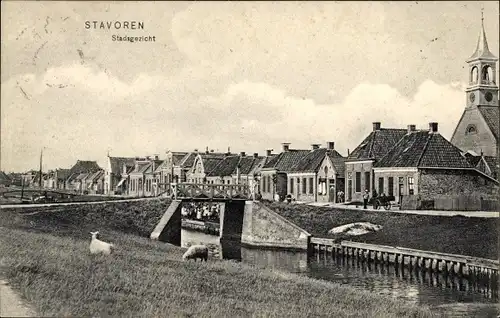 Ak Stavoren Friesland Niederlande, Stadsgezicht