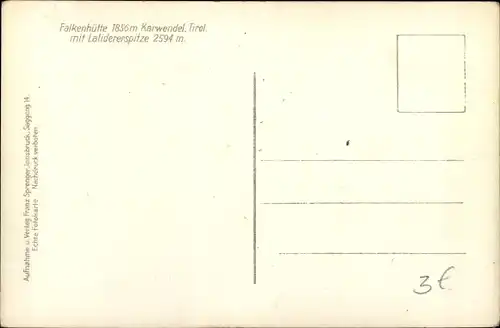 Ak Hinterriß Vomp in Tirol, Falkenhütte, Karwendel, Lalidererspitze