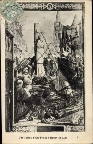 Ak Rouen Seine Maritime, Jeanne d'Arc brulee a Rouen en 1431