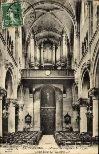 Ak Saint Cloud Hauts de Seine, Interieur de l'Eglise, Les Orgues