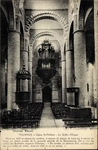 Ak Tournus Saône et Loire, Eglise Saint Philibert, Le Buffet d'Orgues