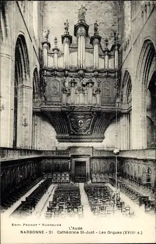 Ak Narbonne Aude, Cathedrale Saint Just, Les Orgues