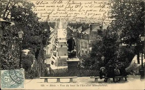 Ak Blois Loir et Cher, Vue du haut de l'Escalier Monumental