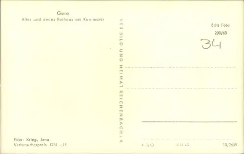 Ak Gera in Thüringen, Altes und neues Rathaus am Kornmarkt