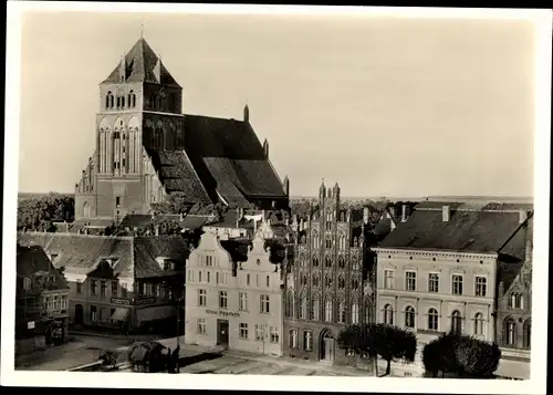 Ak Hansestadt Greifswald, Marienkirche und Marktplatz