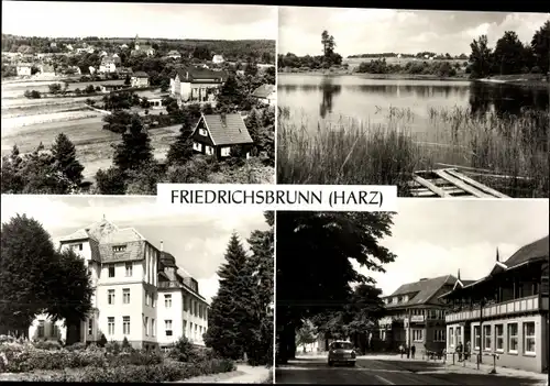 Ak Friedrichsbrunn Thale im Harz, Gondelteich, Sanatorium Ernst Thälmann, HOG Zum Ramberg